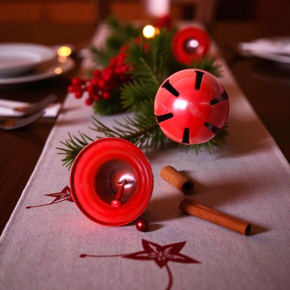 Vintage Bell Ornaments Bundle of 2 - Red Metal - Jingle - Christmas Bells - Picture 4 of 9